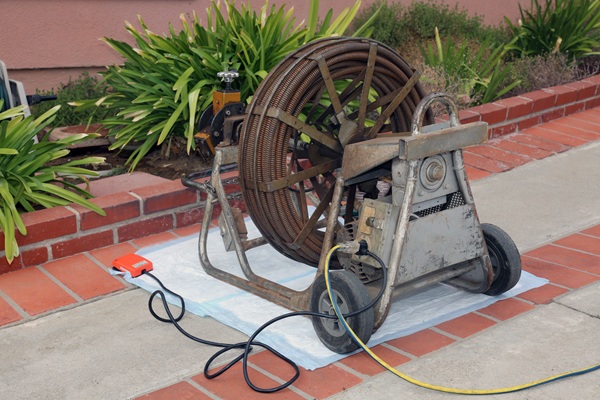 Rooter equipment set up for drain work