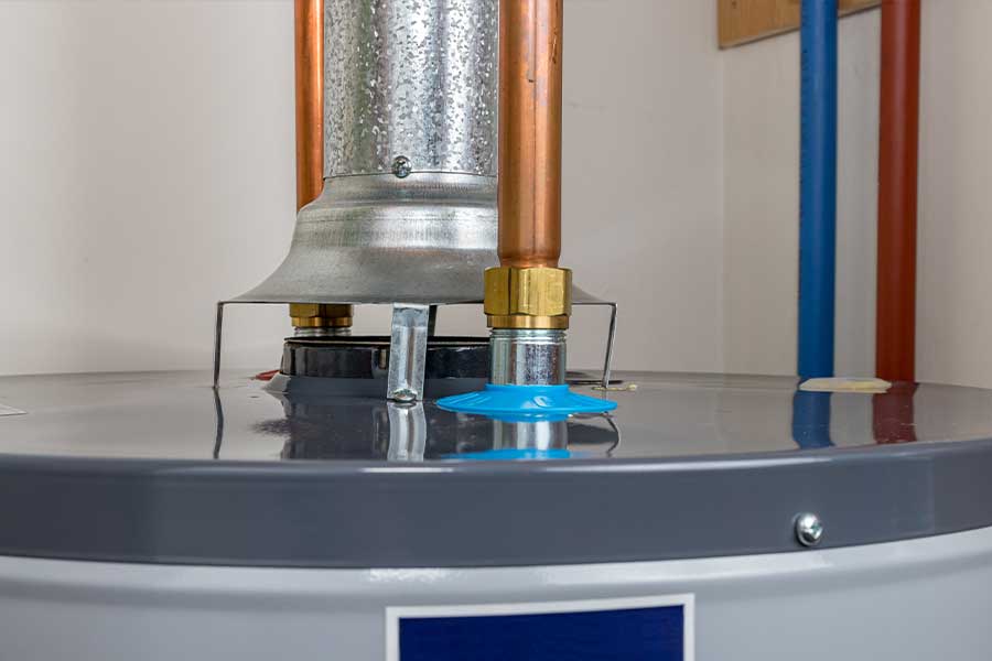 Copper pipes connected to water heater