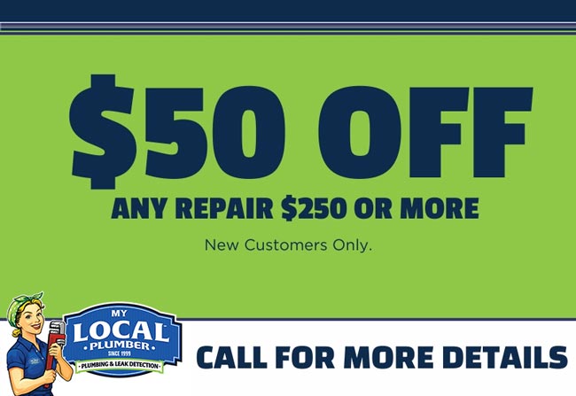 $50 off plumbing repair coupon offer ad