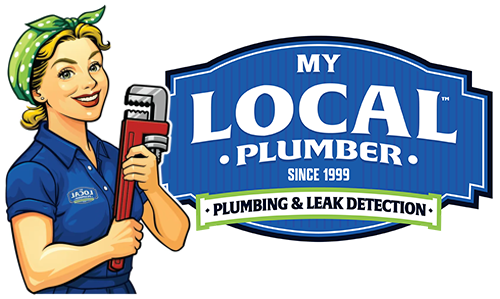 My Local Plumber logo with female mascot